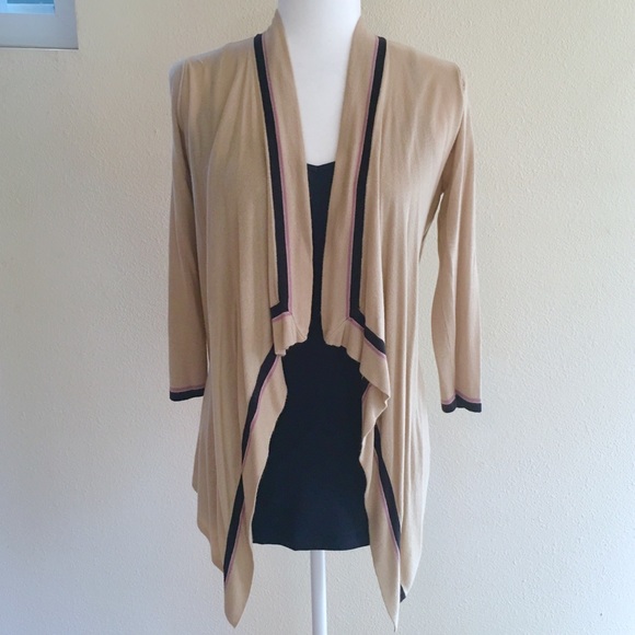 LOFT Sweaters - LOFT Tan Drape-Front Silk-blend Cardigan
